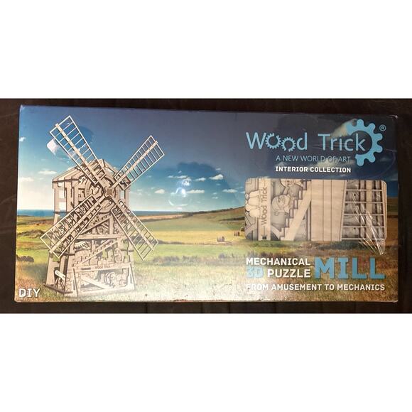 Wood Trick Interior Collection Mechanical 3D Mechanical Puzzle “MILL” Art - Picture 1 of 5